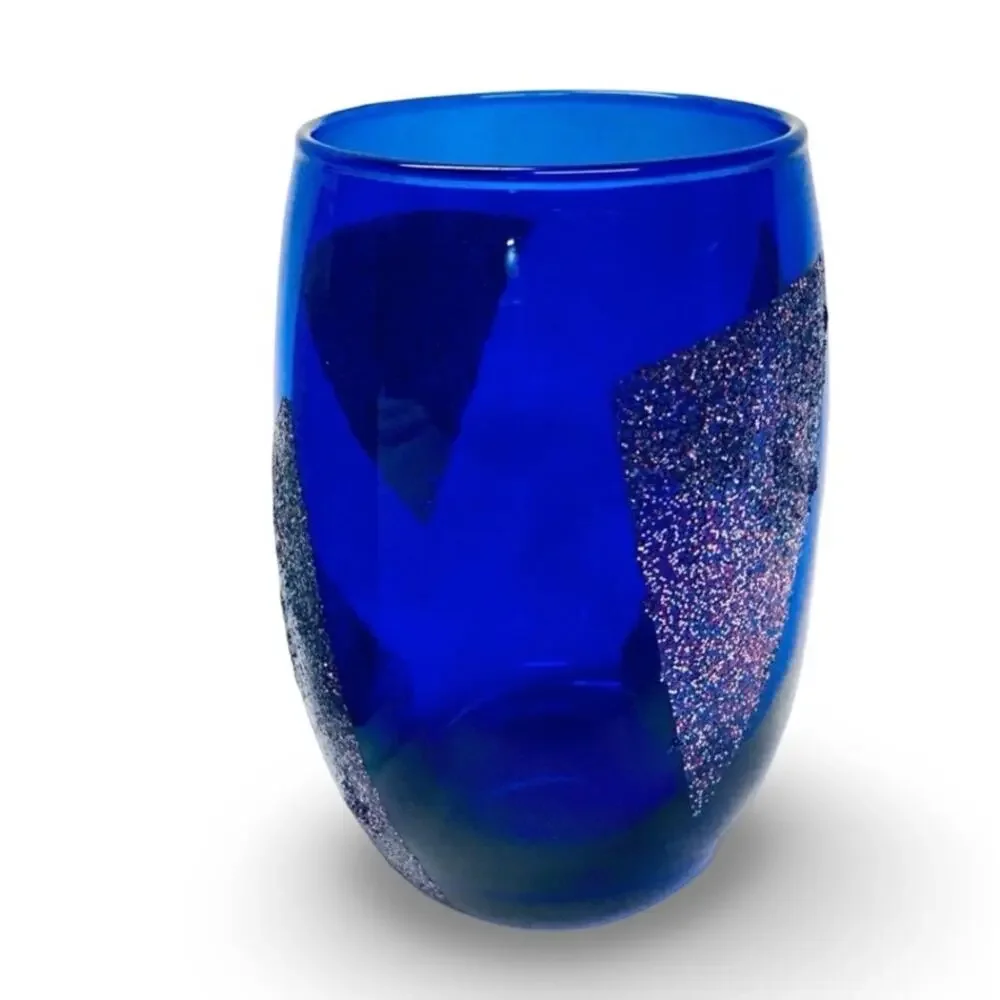 Set of 2 Colored Glass Glitter Water Tumblers